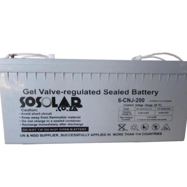 Solar Deep Cycle Gel Battery 200Ah 12v